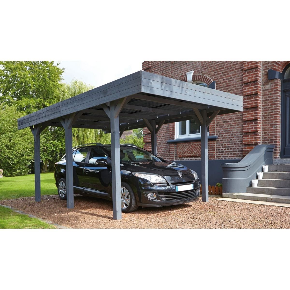 1-12.jpg Carport bois Forest Style toit plat 15,56 m² 1 voiture – Image 1