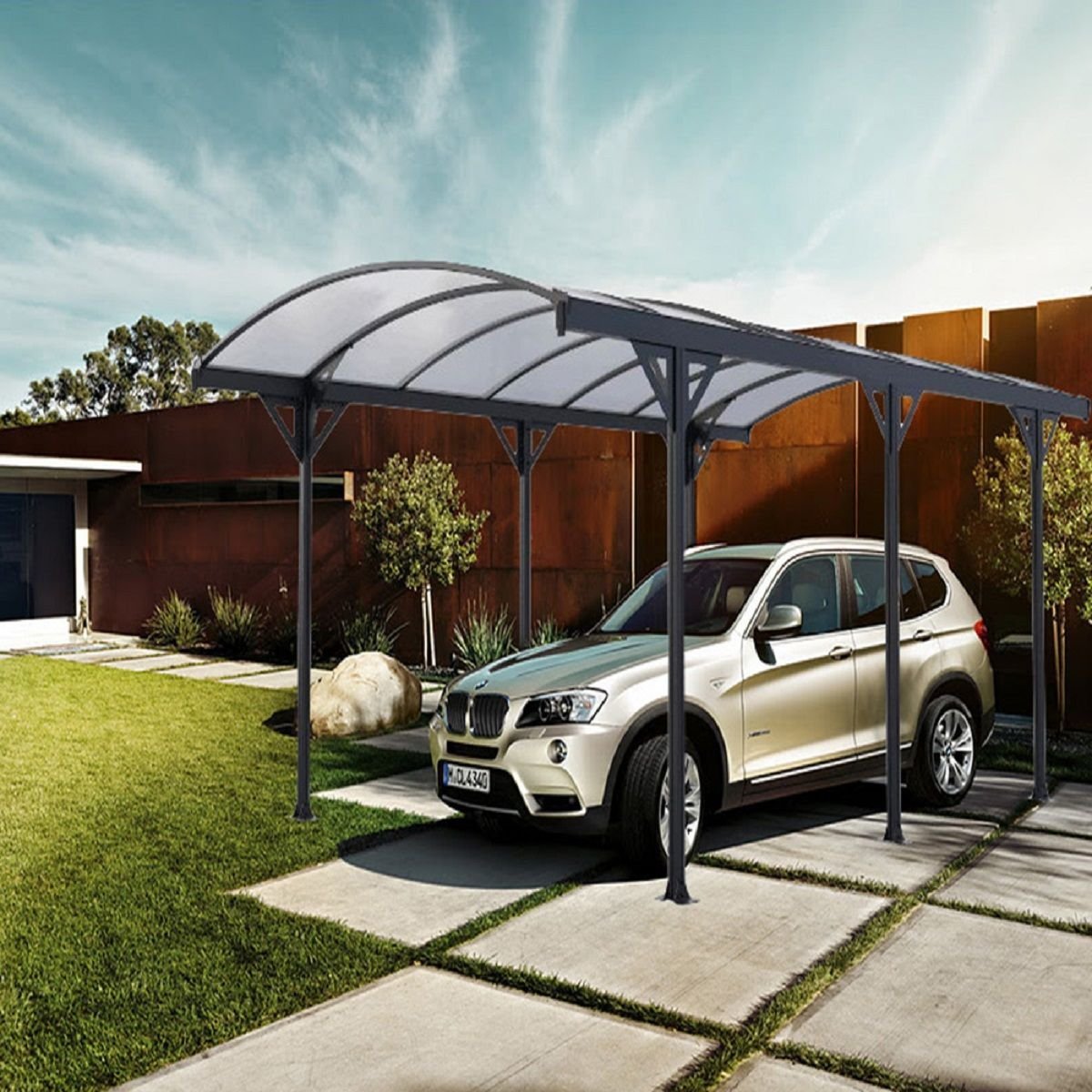 1-6.jpg Carport CHALET&JARDIN en aluminium Sunny 1 voiture – Image 1