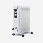 Radiateur rempli d'huile compacte 2500W avec 11 ailettes et contrôle du thermostat - blanc