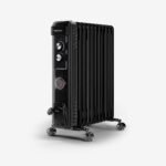 Radiateur rempli d'huile compacte 2500W avec 11 ailettes et contrôle du thermostat - noir
