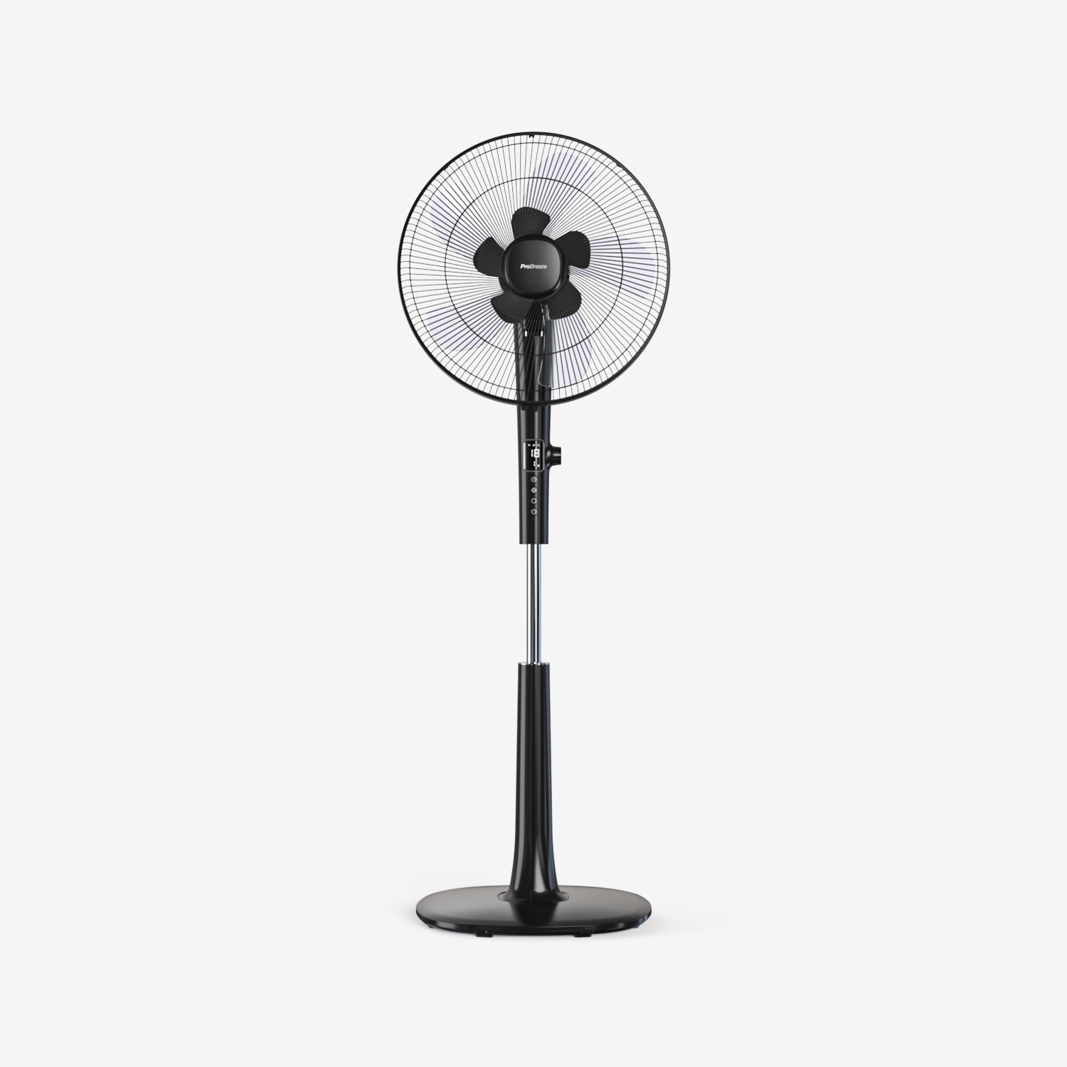 PB-F08BHERO.png 16" Ventilateur sur pied - Moteur CC basse consommation, 3 modes de fonctionnement et télécommande - Noir – Image 1