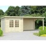 PALMAKO Abri de jardin Ella 6.9 m² + avancée de 10 m² en bois massif 28 mm – Image 2