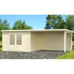 PALMAKO Abri de jardin Ella 8.7 m² + avancée de 10 m² en bois massif 28 mm – Image 2