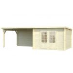 PALMAKO Abri de jardin Ella 8.7 m² + avancée de 10 m² en bois massif 28 mm
