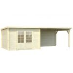 PALMAKO Abri de jardin Ella 8.7 m² + avancée de 10 m² en bois massif 28 mm – Image 4