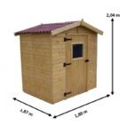 Abri de jardin en bois 2,56m² – panneaux 16mm + plancher – Habrita – Image 4