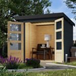 Abri de jardin en bois gris anthracite 19mm – acier gris anthracite – 4,45m² Jupiter C – Karibu