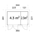 PALMAKO Abri de rangement Kalle 6.6 m² avec plancher et deux compartiments – Image 4