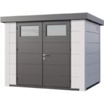 Abri Telluria en acier galvanisé blanc 5,6m² avec double porte Eleganto 2721