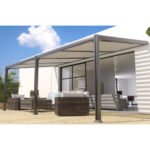 COULEURS DU MONDE - Pergola adossée bioclimatique CANBERRA - 6 x 3 mètres - Toit incliné – Image 2