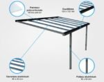 Abris de voiture en aluminium adossé avec toiture en polycarbonate – Image 3