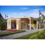 EDEN PARTENAIRE JARDIN Abri de jardin Coquelicot M avec auvent en bois naturel sans plancher 300 x 596 cm – Image 2