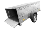 Grande remorque 230×125 avec bâche plate grise, rehausses de ridelles et roue jockey – Garden Trailer 230 KIPP – Image 5