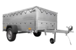 Grande remorque 230×125 avec bâche plate grise, tiges de support bâche, rehausses de ridelles et roue jockey – Garden Trailer 230 KIPP – Image 5