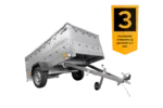 Grande remorque 230×125 avec bâche plate grise, tiges de support bâche, rehausses de ridelles et roue jockey – Garden Trailer 230 KIPP – Image 3