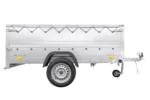 Grande remorque 230×125 avec bâche plate grise, tiges de support bâche, rehausses de ridelles et roue jockey – Garden Trailer 230 KIPP – Image 7