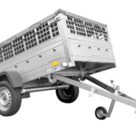 Grande remorque 230×125 Garden Trailer 230 KIPP avec bâche plate, ridelles grillagées et roue jockey