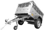 Petite remorque Garden Trailer 150 KIPP avec bâche plate grise et roue jockey