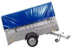 REMORQUE DE JARDIN 264 KIPP AVEC ROUE JOINTE, GLISSIÈRES GRILLÉES, CHÂSSIS H-800 ET COUVERCLE BLEU – Image 4