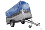 REMORQUE DE JARDIN 264 KIPP AVEC ROUE JOINTE, GLISSIÈRES GRILLÉES, CHÂSSIS H-800 ET COUVERCLE BLEU