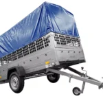 REMORQUE DE JARDIN 264 KIPP AVEC ROUE JOINTE, GLISSIÈRES GRILLÉES, CHÂSSIS H-800 ET COUVERCLE BLEU