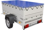 Remorque Garden Trailer 200 Kipp avec roue jockey, rehausses, châssis H-0 et bâche bleue – Image 7