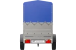 Remorque Garden Trailer 200 Kipp avec roue jockey, rehausses supplémentaire, arceau H-800 et bâche bleue – Image 7