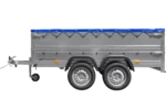 Remorque double essieux Garden Trailer 264/2 KIPP avec roue jockey, rehausses de ridelles et bâche plate bleue – Image 7