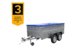 Remorque double essieux Garden Trailer 264/2 KIPP avec roue jockey, rehausses de ridelles et bâche plate bleue – Image 3