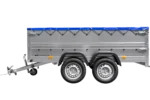 Remorque double essieux Garden Trailer 264/2 KIPP avec roue jockey, rehausses de ridelles et bâche plate bleue – Image 6