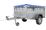 Remorque grillagée 200×106 avec bâche plate bleue, tiges de support bâche, ridelles grillagées et roue jockey – Garden Trailer 200 KIPP – Image 3