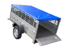Remorque grillagée 200×106 avec bâche plate bleue, tiges de support bâche, ridelles grillagées et roue jockey – Garden Trailer 200 KIPP – Image 6
