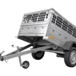 Remorque grillagée 200×106 avec bâche plate grise, ridelles grillagées et roue jockey – Garden Trailer 200 KIPP