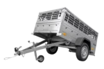 Remorque grillagée 200×106 avec bâche plate grise, tiges de support bâche, ridelles grillagées et roue jockey – Garden Trailer 200 KIPP