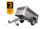 Remorque grillagée 200×106 avec bâche plate grise, tiges de support bâche, ridelles grillagées et roue jockey – Garden Trailer 200 KIPP – Image 3