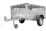 Remorque grillagée 200×125 avec bâche plate grise, tiges de support bâche, ridelles grillagées et roue jockey – Garden Trailer 201 KIPP – Image 4
