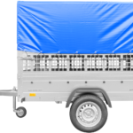 Remorque neuve Garden Trailer 201 KIPP 500 kg (200×125 cm) avec bâche haute bleue, arceau et ridelles grillagées