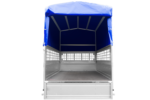 Remorque neuve Garden Trailer 201 KIPP 500 kg (200×125 cm) avec bâche haute bleue, arceau et ridelles grillagées – Image 4