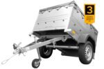 Petite remorque basculante Garden Trailer 150 KIPP avec rehausses et bâche grise – Image 2