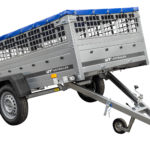 Remorque sans frein 230×125 Garden Trailer 230 KIPP avec bâche bleue et ridelles grillagées