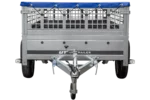 Remorque sans frein 230×125 avec bâche plate bleue, ridelles grillagées et roue jockey – Garden Trailer 230 KIPP – Image 4