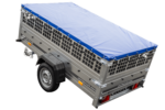 Remorque sans frein 230×125 Garden Trailer 230 KIPP avec bâche bleue, ridelles grillagées et roue jockey – Image 7