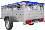 Remorque simple essieu 200×125 avec bâche plate, tiges de support bâche, ridelles grillagées et roue jockey – Garden Trailer 201 KIPP – Image 6