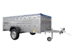 Remorque simple essieu Unitrailer GARDEN TRAILER 264 KIPP avec rehausses de ridelles et bâche plate bleue – Image 6