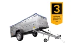 Remorque simple essieu Unitrailer GARDEN TRAILER 264 KIPP avec rehausses de ridelles et bâche plate bleue – Image 3