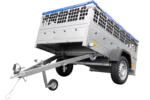 Remorque utilitaire 200×125 avec bâche plate, ridelles grillagées et roue jockey – Garden Trailer 201 KIPP