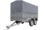 Remorque voiture 2 essieux UNITRAILER GARDEN TRAILER 264/2 KIPP avec roue jockey, côtés ridelles supplémentaires, châssis h-800 et bâche grise