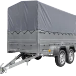 Remorque voiture 2 essieux UNITRAILER GARDEN TRAILER 264/2 KIPP avec roue jockey, côtés ridelles supplémentaires, châssis h-800 et bâche grise