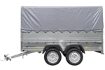 Remorque voiture 2 essieux UNITRAILER GARDEN TRAILER 264/2 KIPP avec roue jockey, côtés ridelles supplémentaires, châssis h-800 et bâche grise – Image 4