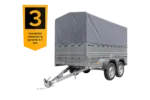 Remorque voiture 2 essieux UNITRAILER GARDEN TRAILER 264/2 KIPP avec roue jockey, côtés ridelles supplémentaires, châssis h-800 et bâche grise – Image 3